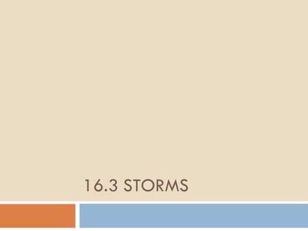 16.3 STORMS. Learning Targets 1.Describe how atmospheric circulation patterns cause storms to form and travel 2.Understand the weather patterns that lead.