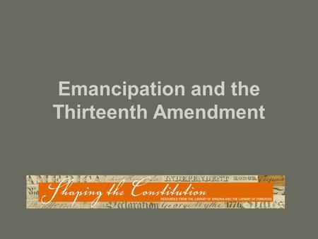 Emancipation and the Thirteenth Amendment. Abraham Lincoln, three-quarter length portrait, seated, facing right; hair parted on Lincoln's right side.