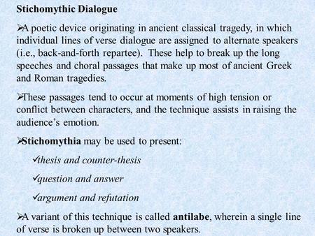 Stichomythic Dialogue