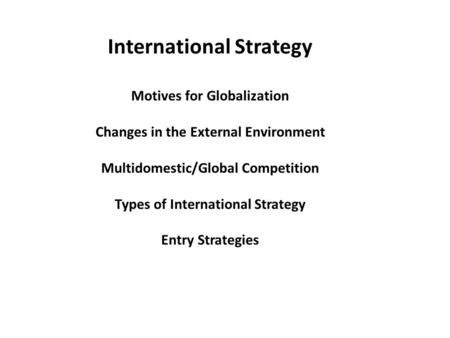 International Strategy