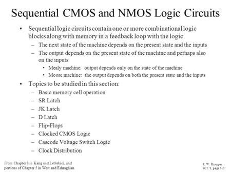 Sequential CMOS and NMOS Logic Circuits