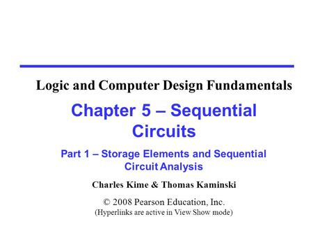 Overview Part 1 - Storage Elements and Analysis