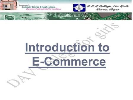 Introduction to E-Commerce