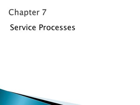 Service Processes. 1. Understand the characteristics of service processes and know how they differ from manufacturing processes. 2. Construct a service.