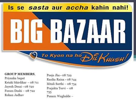 GROUP MEMBERS, Priyanka bapat Ketaki bhirdikar – 08 711 Jayesh Desai - 08 720 Foram Doshi – 08 722 Rohan Jadhav Pooja Jha- 08 729 Rasika Raina - 08 744.