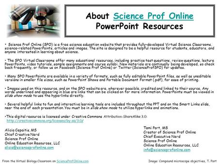 About Science Prof OnlineScience Prof Online PowerPoint Resources Science Prof Online (SPO) is a free science education website that provides fully-developed.