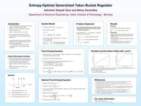 Introduction Token Bucket Regulator (TBR) used at network ingress to smoothen subscriber traffic TBR is a regulator or a linearly bounded arrival process: