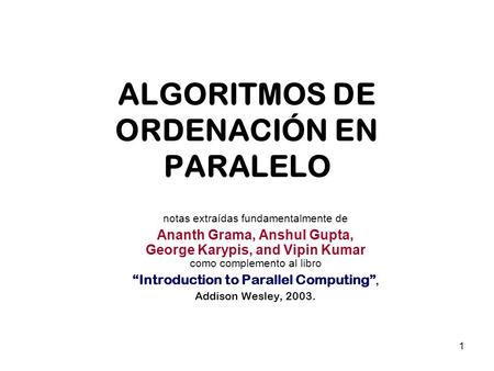 ALGORITMOS DE ORDENACIÓN EN PARALELO