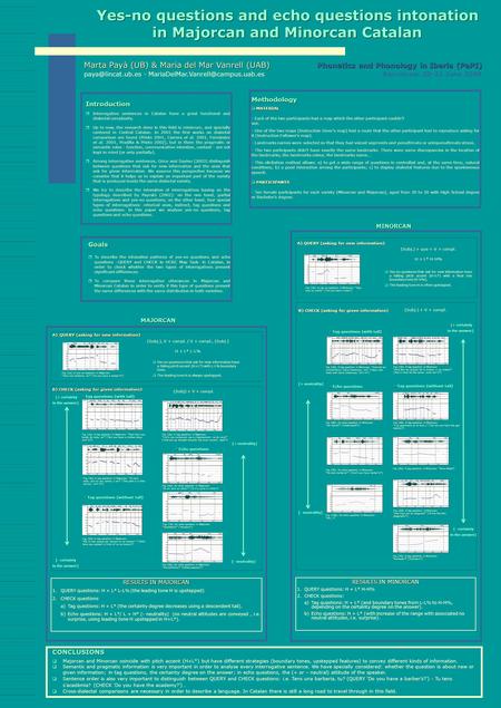 Yes-no questions and echo questions intonation in Majorcan and Minorcan Catalan Introduction  Interrogative sentences in Catalan have a great functional.