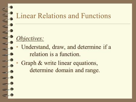 Linear Relations and Functions