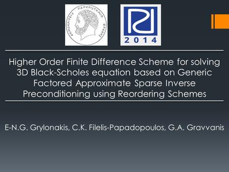 Higher Order Finite Difference Scheme for solving 3D Black-Scholes equation based on Generic Factored Approximate Sparse Inverse Preconditioning using.