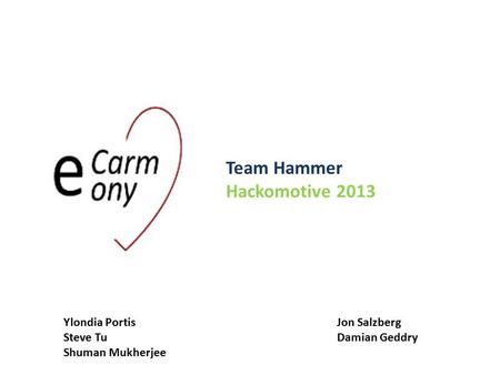 Team Hammer Hackomotive 2013 Ylondia Portis Steve Tu Shuman Mukherjee Jon Salzberg Damian Geddry.