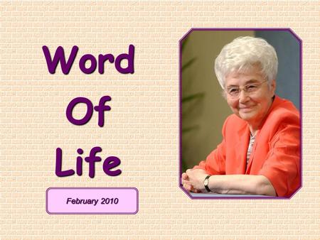 WordOfLife February 2010 “I am the gate. Whoever enters by me will be saved, and will come in and go out and find pasture ” (Jn 10,9).