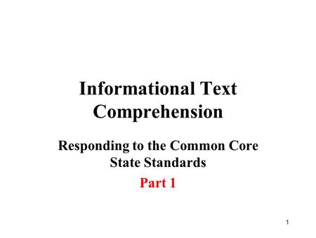 Informational Text Comprehension