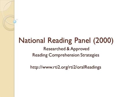 National Reading Panel (2000)