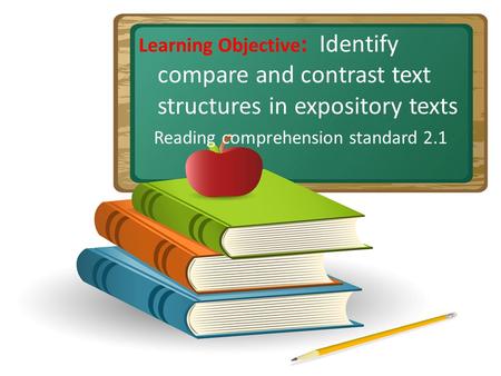 Learning Objective : Identify compare and contrast text structures in expository texts Reading comprehension standard 2.1.