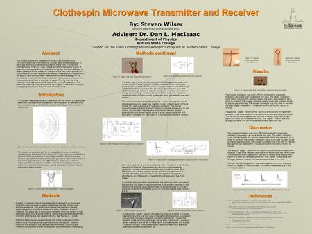 Clothespin Microwave Transmitter and Receiver By: Steven Wilser Adviser: Dr. Dan L. MacIsaac Department of Physics Buffalo.