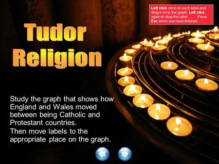 Study the graph that shows how England and Wales moved between being Catholic and Protestant countries. Then move labels to the appropriate place on the.