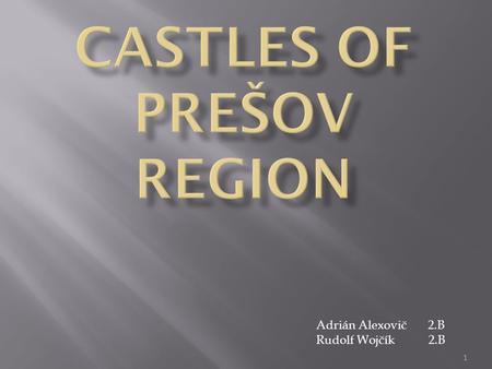 1 Adrián Alexovič 2.B Rudolf Wojčík 2.B 2 Šariš castle 3-4 Brekov castle 5 Spiš castle 6-8 Stará Ľubovňa castle 9 Kapušany castle 10 Plaveč castle 11.