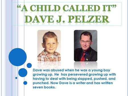 Dave was abused when he was a young boy growing up. He has persevered growing up with having to deal with being slapped, pushed, and punched. Now Dave.