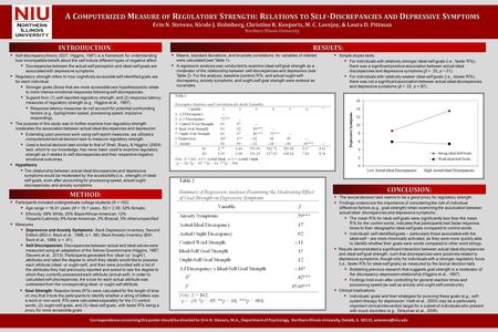 A Computerized Measure of Regulatory Strength: Relations to Self-Discrepancies and Depressive Symptoms Erin N. Stevens, Nicole J. Holmberg, Christine R.