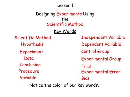 Designing Experiments Using the Scientific Method