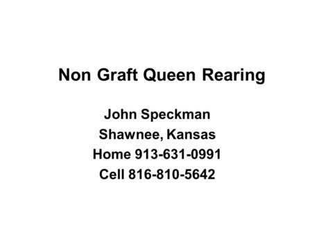 Non Graft Queen Rearing