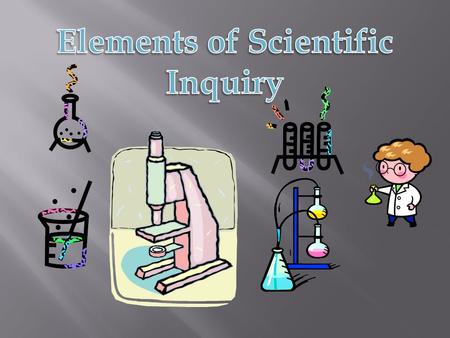 1. Hypothesis A possible explanation or answer to the question 2. Independent (manipulated) Variable 3.Dependent (responding) Variable 4. Controlled Variables.