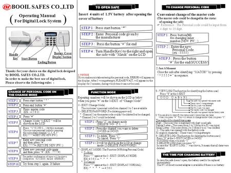 For Digital Lock System