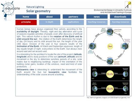 Homeaboutpartnersnewsdownloads principlesin depthapplicationsteaching resourceslearning resourcesprinciples Natural Lighting Human beings have always organized.