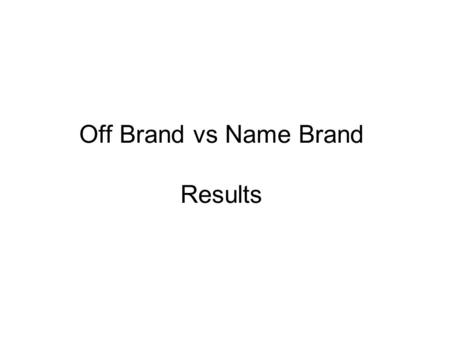 Off Brand vs Name Brand Results