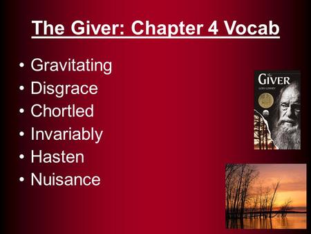 The Giver: Chapter 4 Vocab