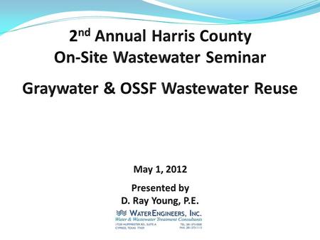 PREDICTED RESIDENTIAL WATER USE SOURCES ActivityUsage RateUsage Factor Water Use gal/day/cap “Blackwater” Toilet Flushing1.6 gal/flush4.