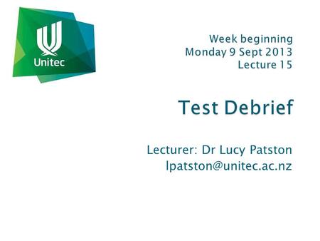 Lecturer: Dr Lucy Patston