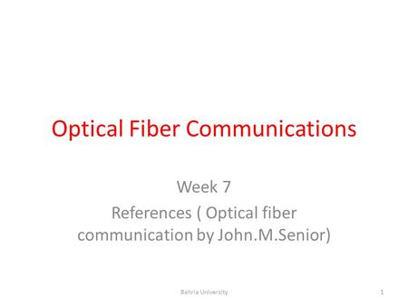 Optical Fiber Communications