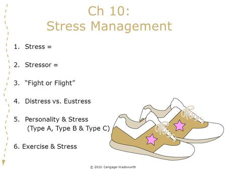 Ch 10: Stress Management Stress = Stressor = “Fight or Flight”