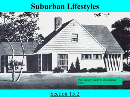 Suburban Lifestyles Section 15.2 Photo of a typical 1950-ish suburban house.