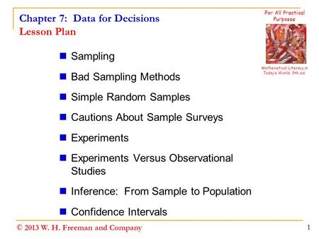 Chapter 7: Data for Decisions Lesson Plan