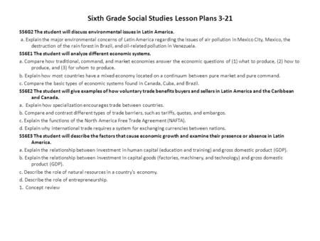 Sixth Grade Social Studies Lesson Plans 3-21