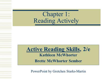 Chapter 1: Reading Actively