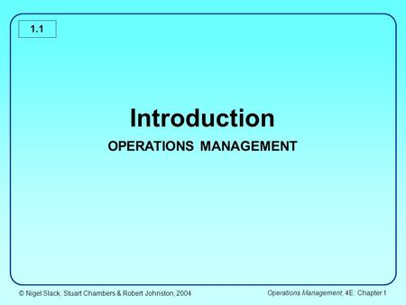 OPERATIONS MANAGEMENT