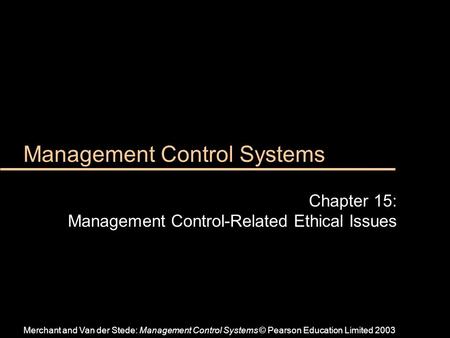 Management Control Systems