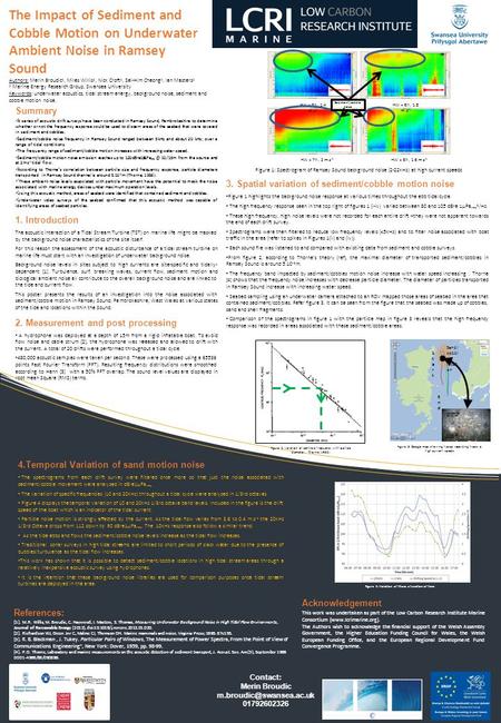 Contact: Merin Broudic 01792602326 3. Spatial variation of sediment/cobble motion noise Figure 1 highlights the background noise.