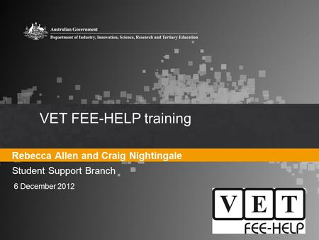 VET FEE-HELP training Rebecca Allen and Craig Nightingale