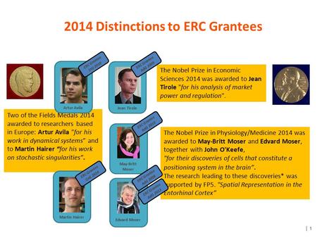 │ 1 May-Britt Moser ERC Grantee AdG 2010 The Nobel Prize in Physiology/Medicine 2014 was awarded to May-Britt Moser and Edvard Moser, together with John.