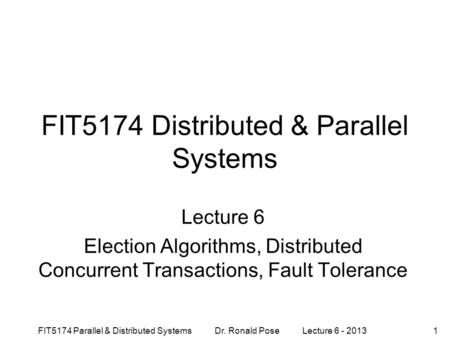 FIT5174 Distributed & Parallel Systems