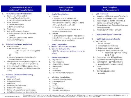 1.Immunosuppressant Medications a.Calcineurin Inhibitors (CNI) i.Prograf/Tacrolimus/Hecoria ii.Neoral/Cyclosporine/Gengraf b.mTor Inhibitors i.Rapamune/Sirolimus.