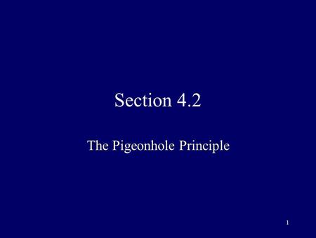 The Pigeonhole Principle