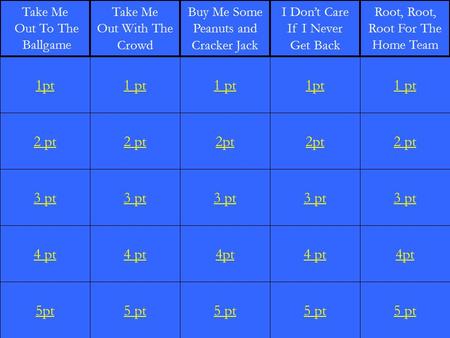 2 pt 3 pt 4 pt 5pt 1 pt 2 pt 3 pt 4 pt 5 pt 1 pt 2pt 3 pt 4pt 5 pt 1pt 2pt 3 pt 4 pt 5 pt 1 pt 2 pt 3 pt 4pt 5 pt 1pt Take Me Out To The Ballgame Take.