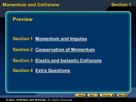 Preview Section 1 Momentum and Impulse